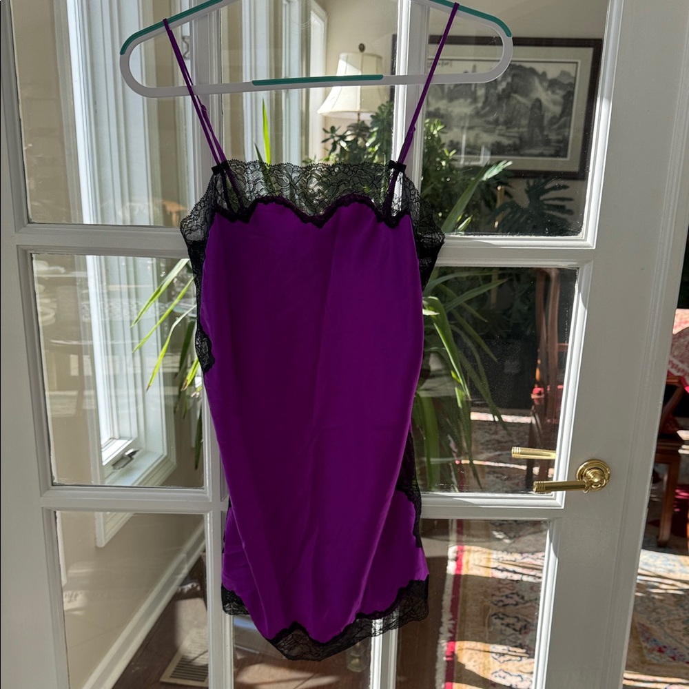 Victoria's Secret Purple Chemise with Black Lace Trim